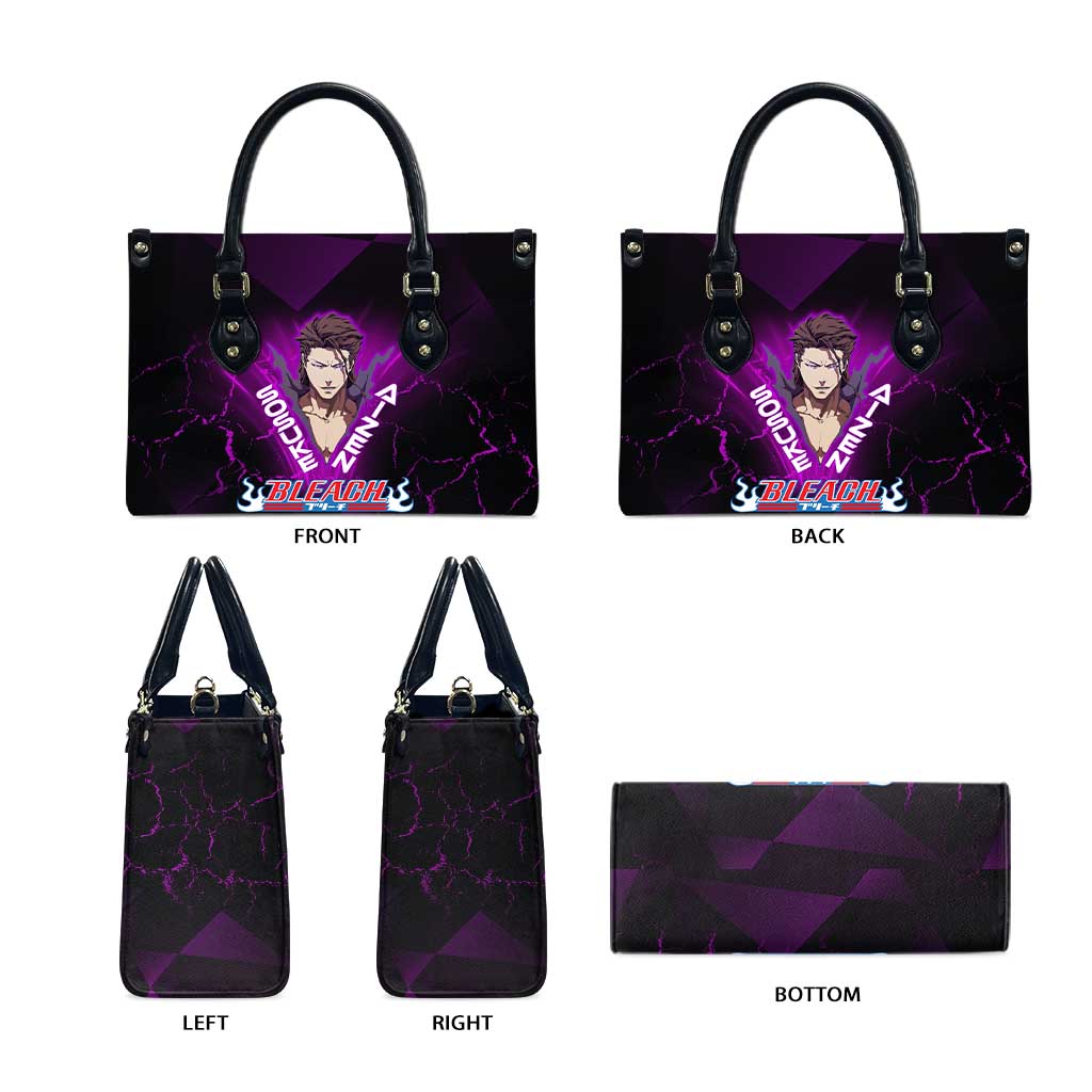 Sosuke Aizen Leather Bag Neon Purple Anime Energy Aura Illustration