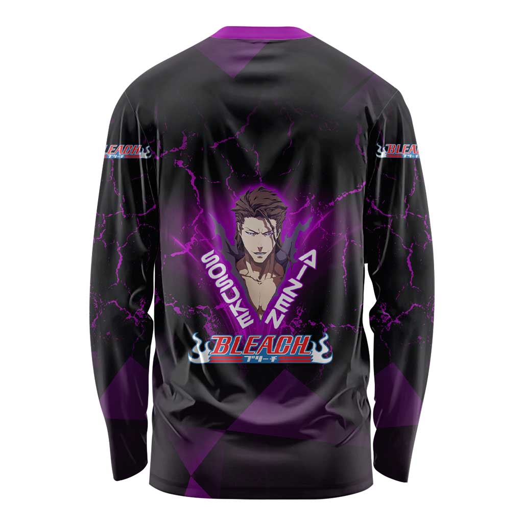 Sosuke Aizen Long Sleeve Shirt Neon Purple Anime Energy Aura Illustration