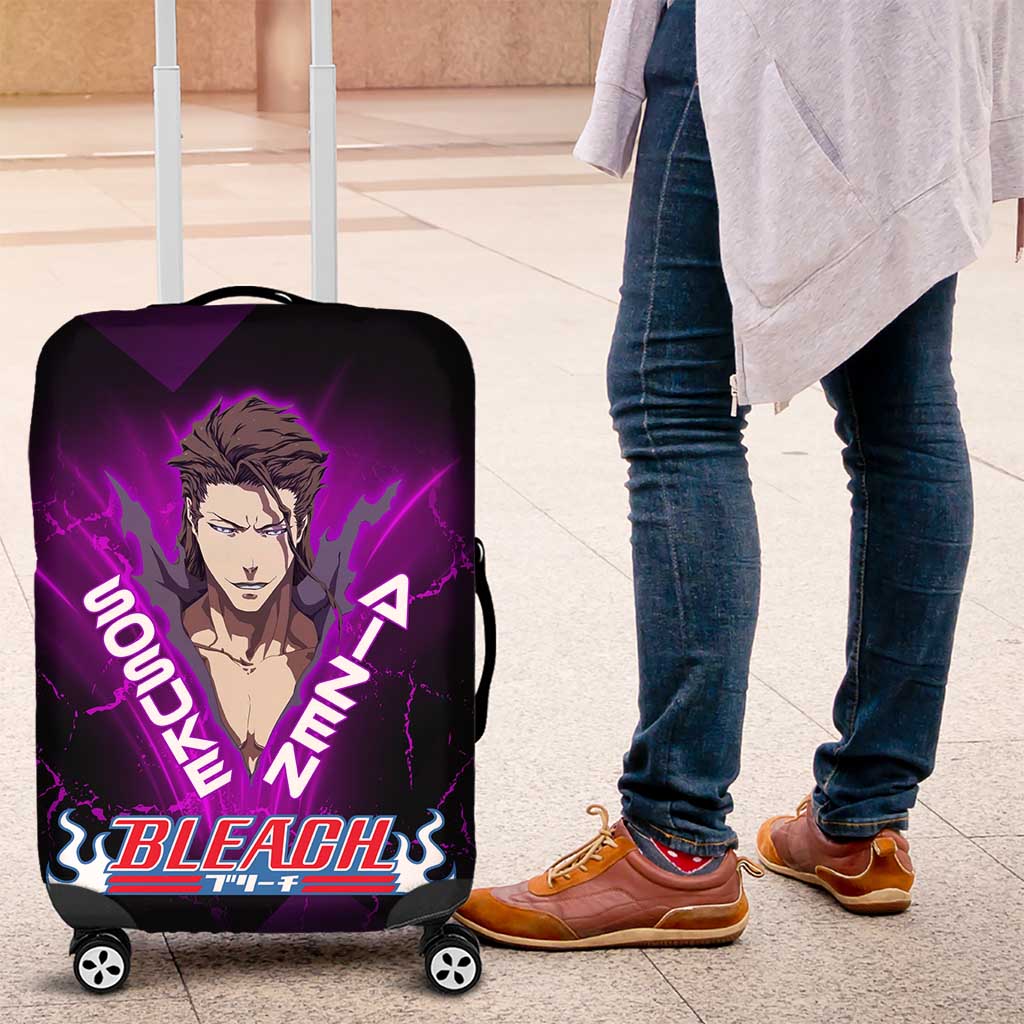 Sosuke Aizen Luggage Cover Neon Purple Anime Energy Aura Illustration