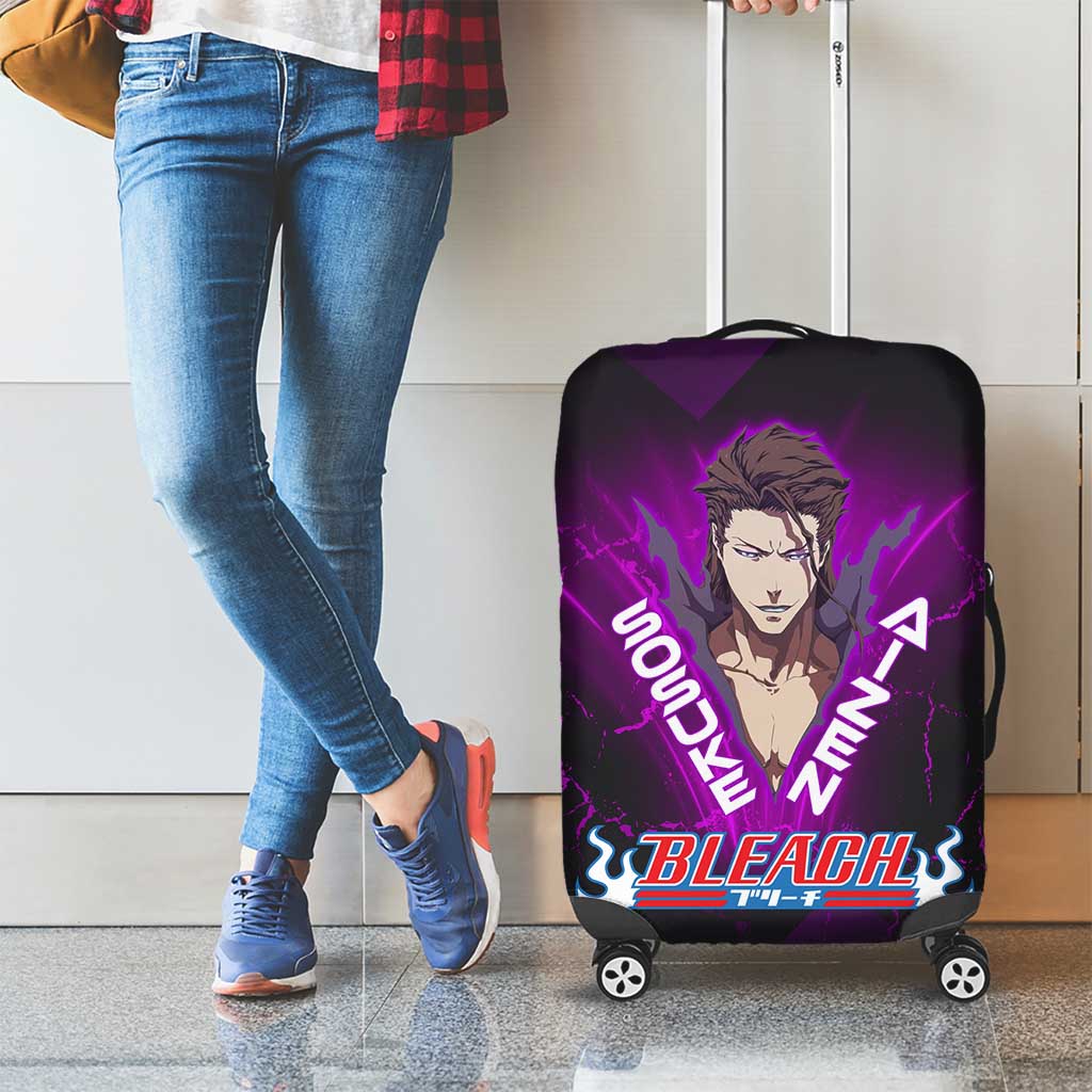 Sosuke Aizen Luggage Cover Neon Purple Anime Energy Aura Illustration