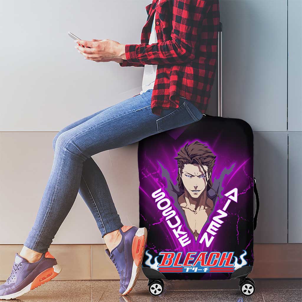 Sosuke Aizen Luggage Cover Neon Purple Anime Energy Aura Illustration