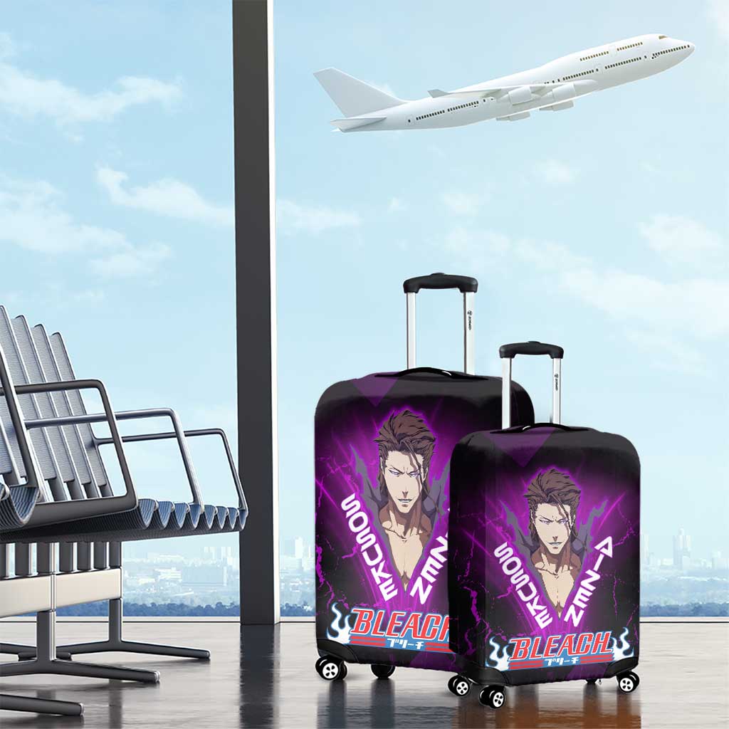 Sosuke Aizen Luggage Cover Neon Purple Anime Energy Aura Illustration