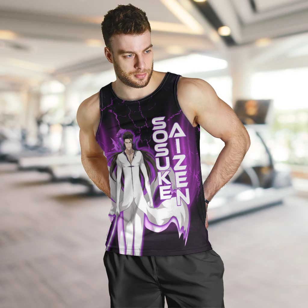 Sosuke Aizen Men Tank Top Neon Purple Anime Energy Aura Illustration