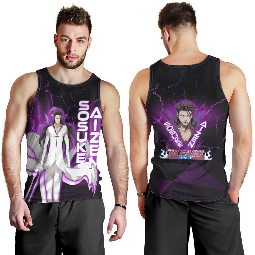 Sosuke Aizen Men Tank Top Neon Purple Anime Energy Aura Illustration