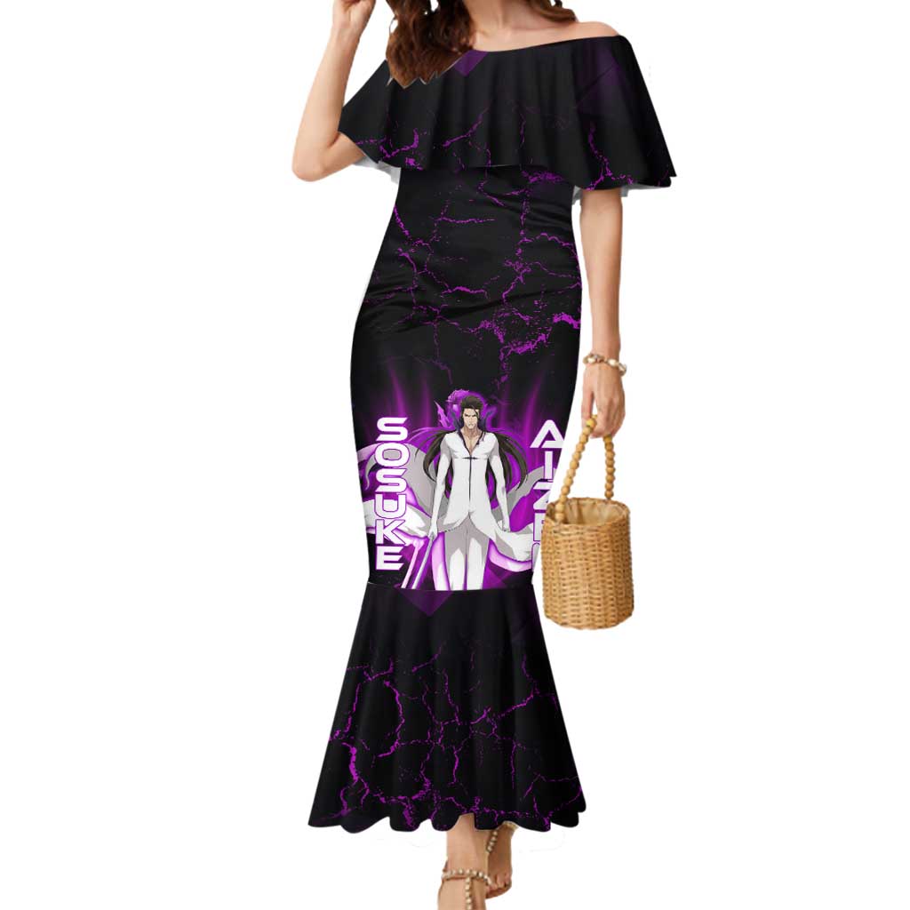 Sosuke Aizen Mermaid Dress Neon Purple Anime Energy Aura Illustration