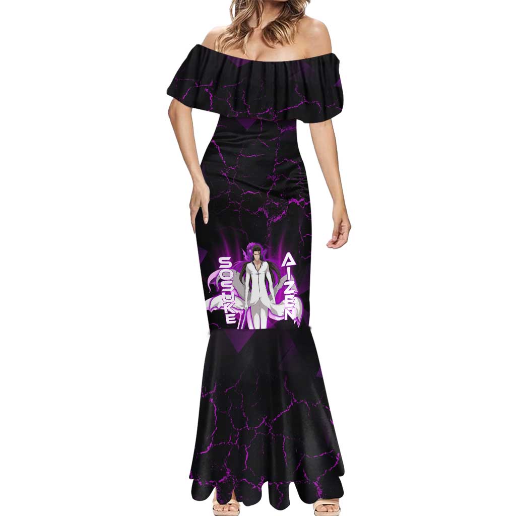 Sosuke Aizen Mermaid Dress Neon Purple Anime Energy Aura Illustration