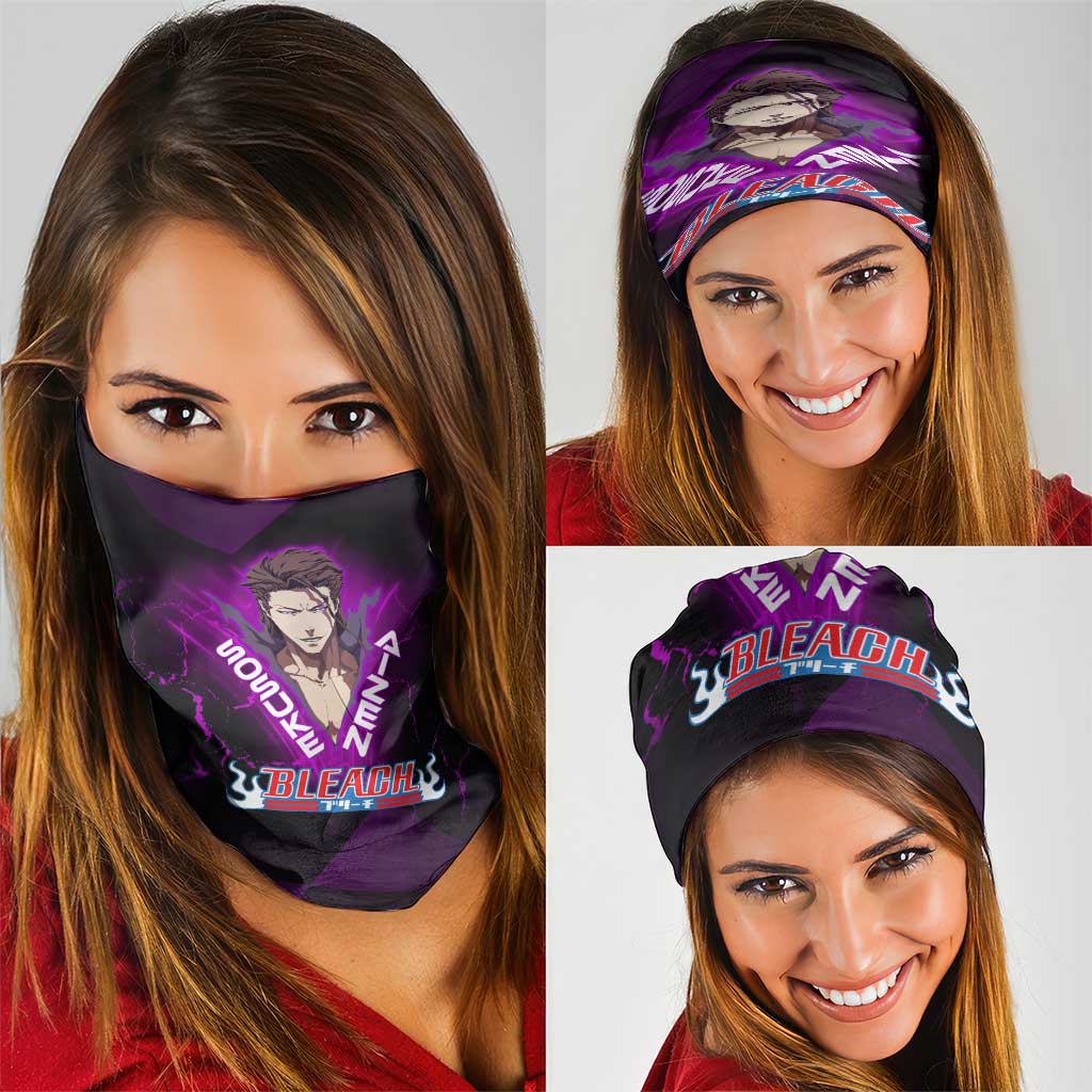 Sosuke Aizen Neck Gaiter Neon Purple Anime Energy Aura Illustration