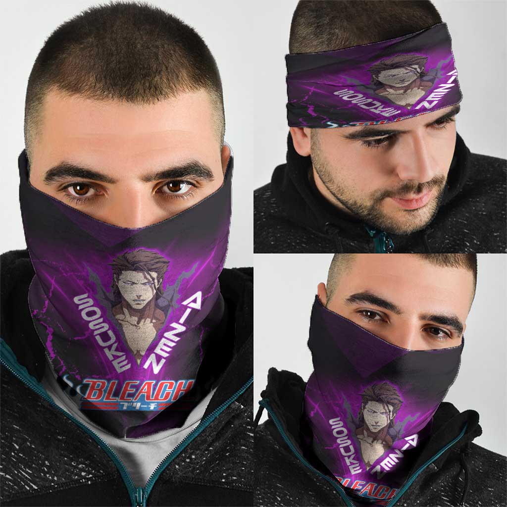 Sosuke Aizen Neck Gaiter Neon Purple Anime Energy Aura Illustration