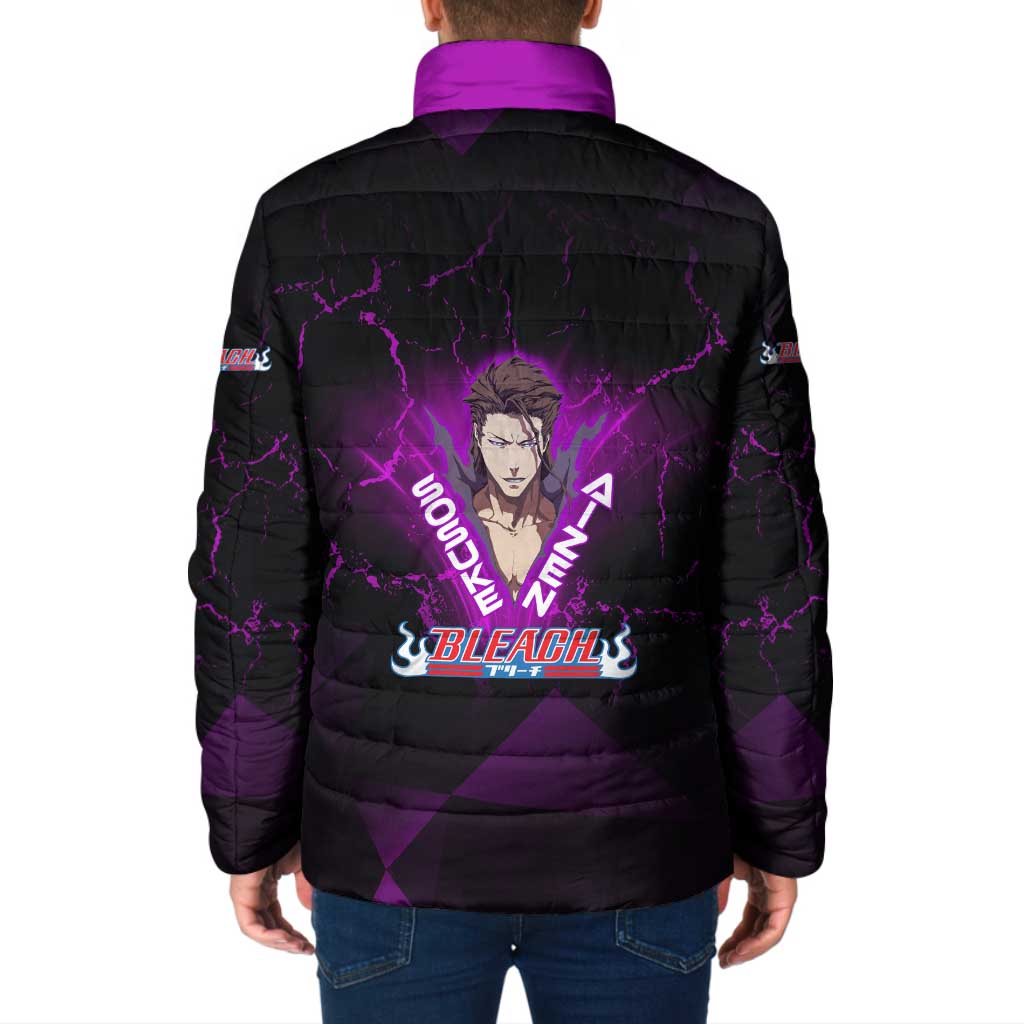 Sosuke Aizen Padded Jacket Neon Purple Anime Energy Aura Illustration