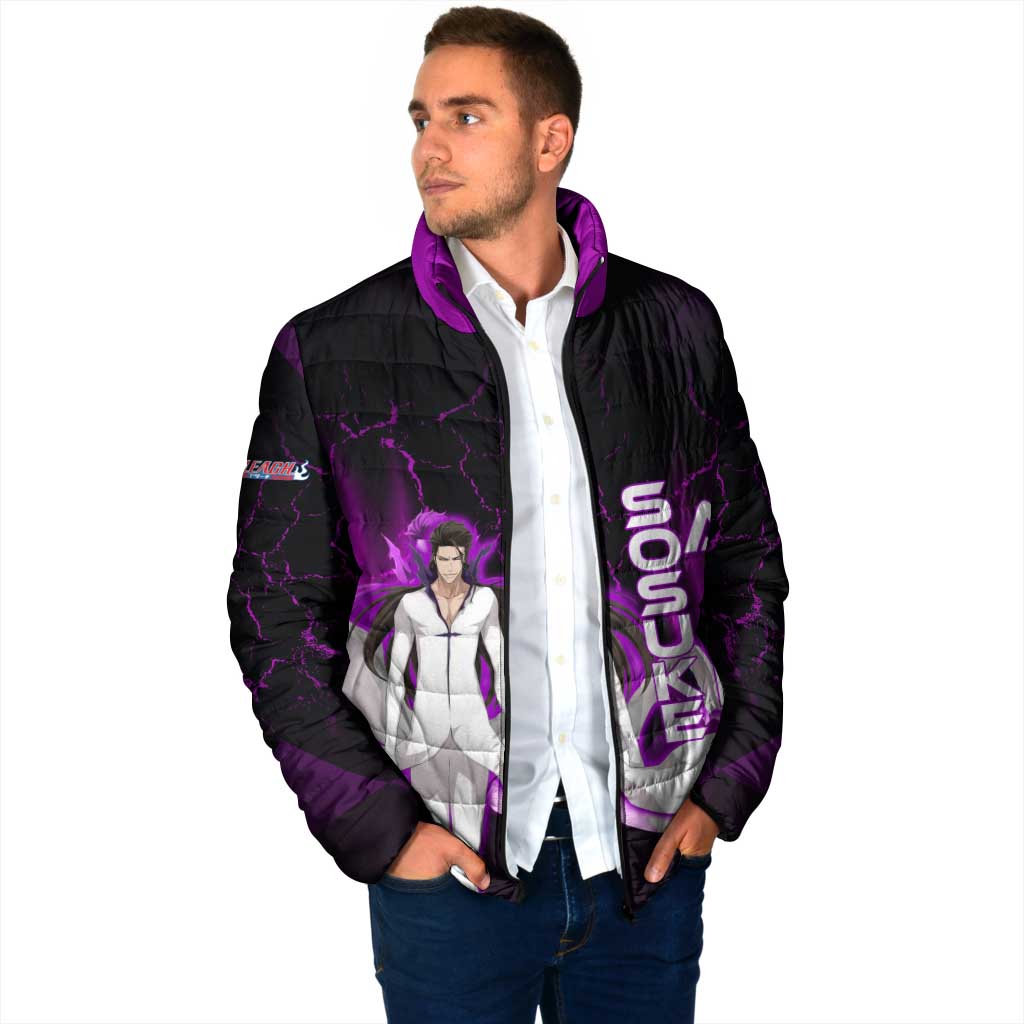 Sosuke Aizen Padded Jacket Neon Purple Anime Energy Aura Illustration