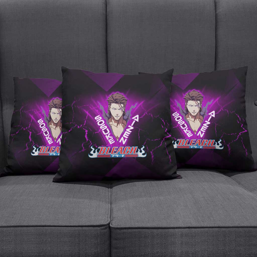 Sosuke Aizen Pillow Cover Neon Purple Anime Energy Aura Illustration