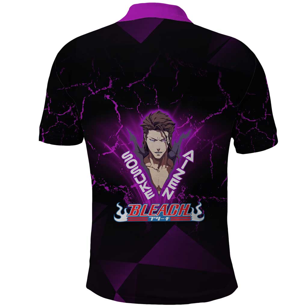 Sosuke Aizen Polo Shirt Neon Purple Anime Energy Aura Illustration