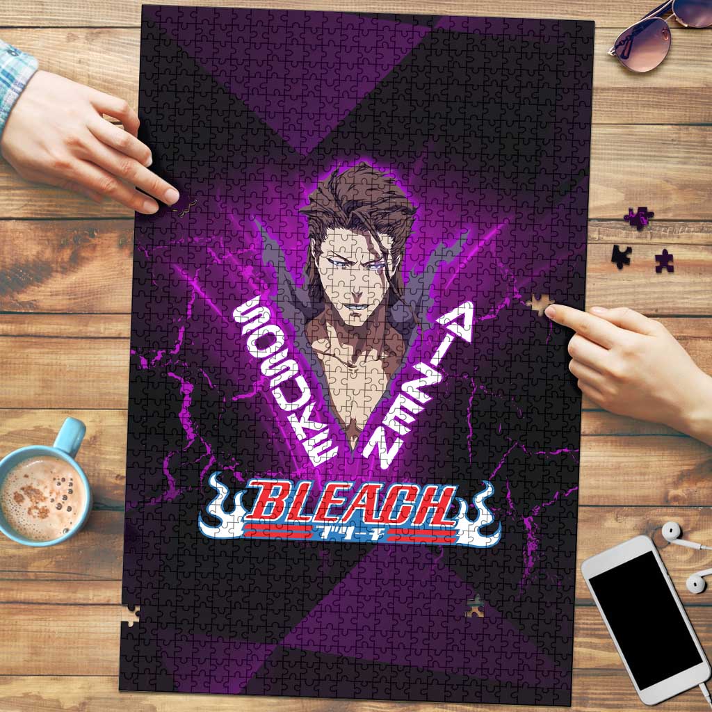 Sosuke Aizen Puzzle Neon Purple Anime Energy Aura Illustration