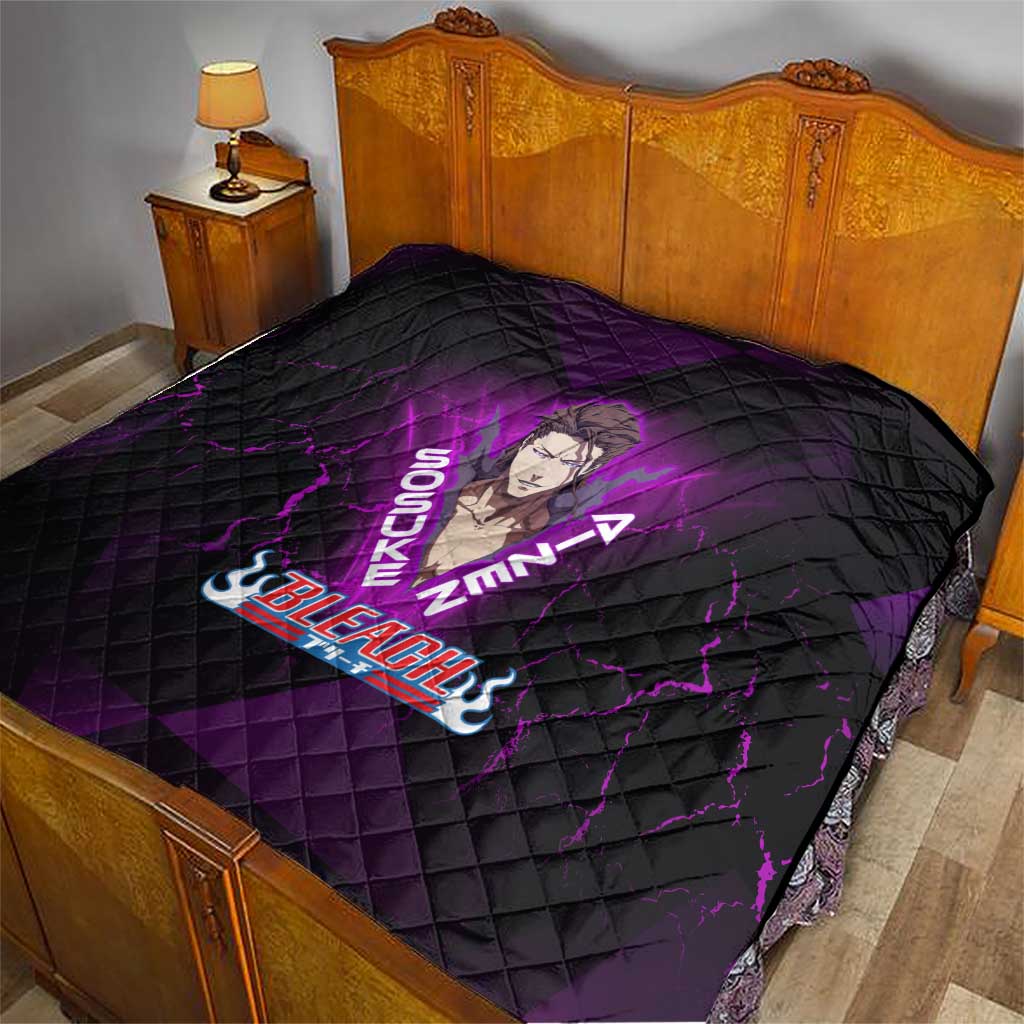Sosuke Aizen Quilt Neon Purple Anime Energy Aura Illustration
