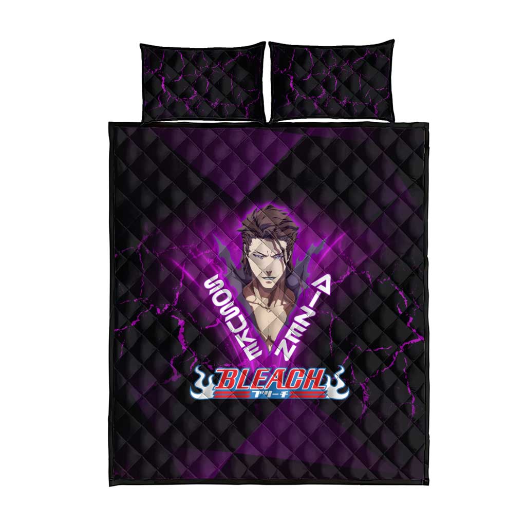 Sosuke Aizen Quilt Bed Set Neon Purple Anime Energy Aura Illustration