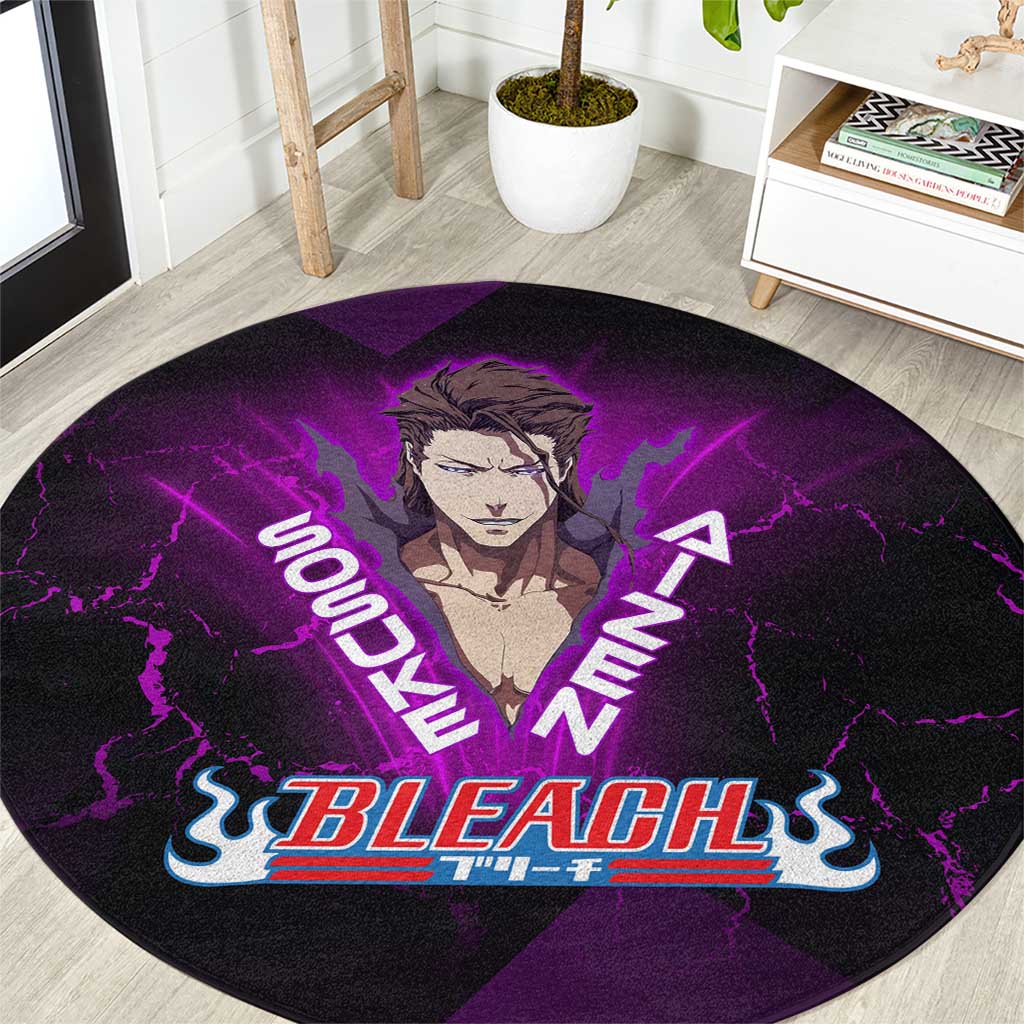 Sosuke Aizen Round Carpet Neon Purple Anime Energy Aura Illustration