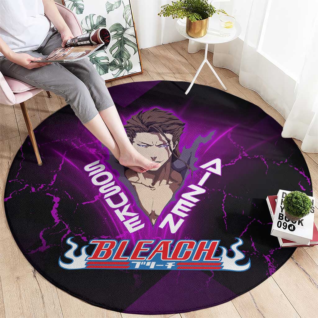 Sosuke Aizen Round Carpet Neon Purple Anime Energy Aura Illustration
