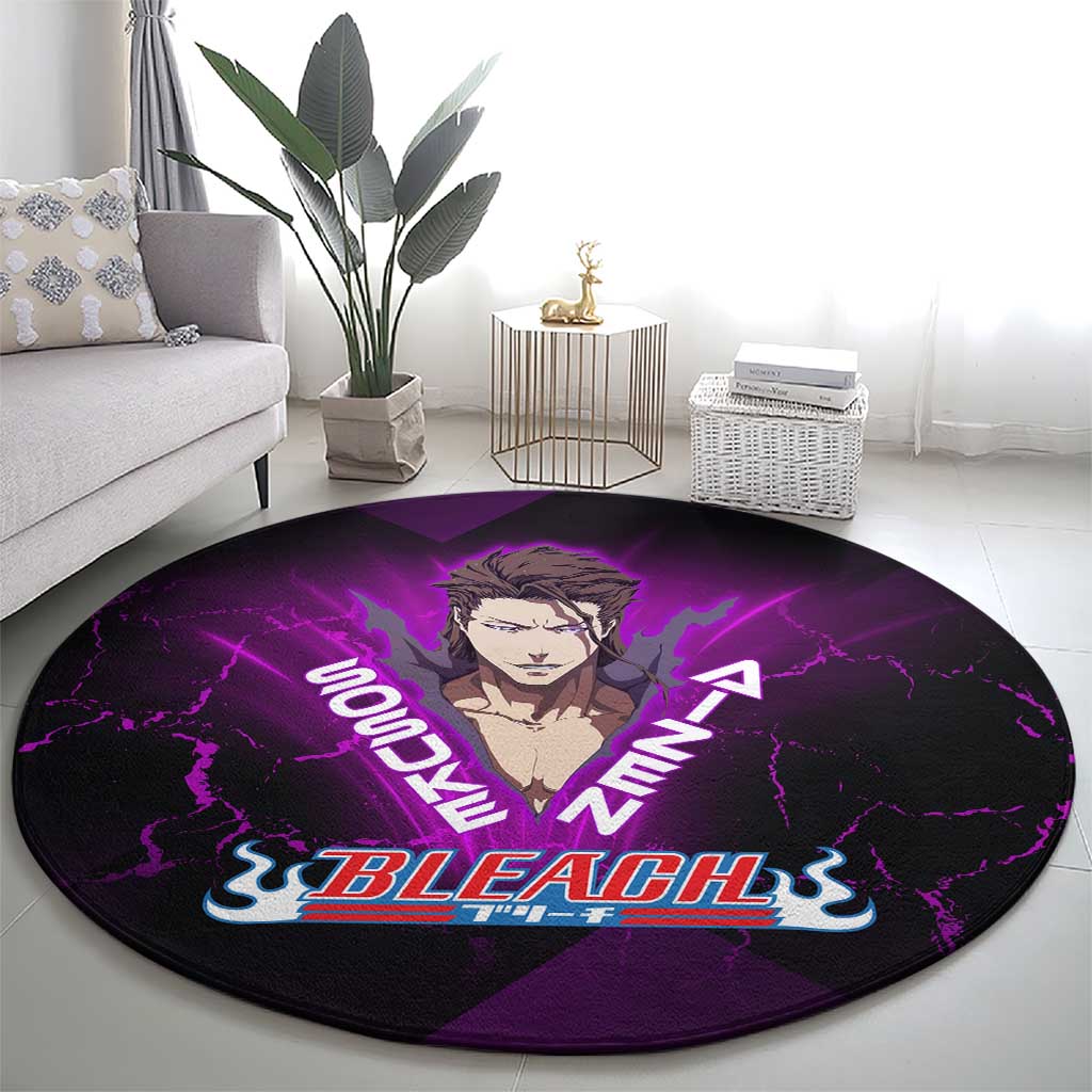 Sosuke Aizen Round Carpet Neon Purple Anime Energy Aura Illustration
