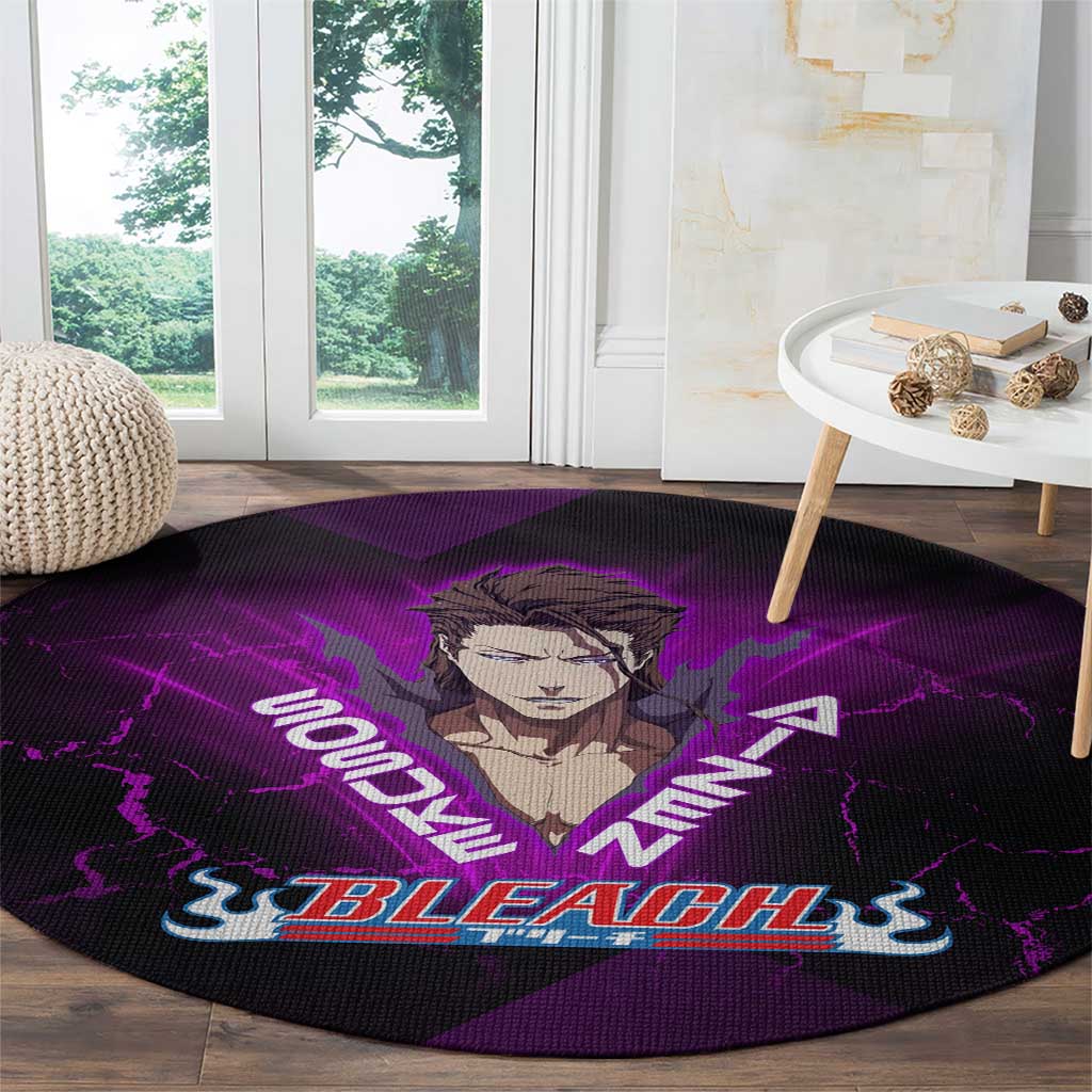 Sosuke Aizen Round Carpet Neon Purple Anime Energy Aura Illustration