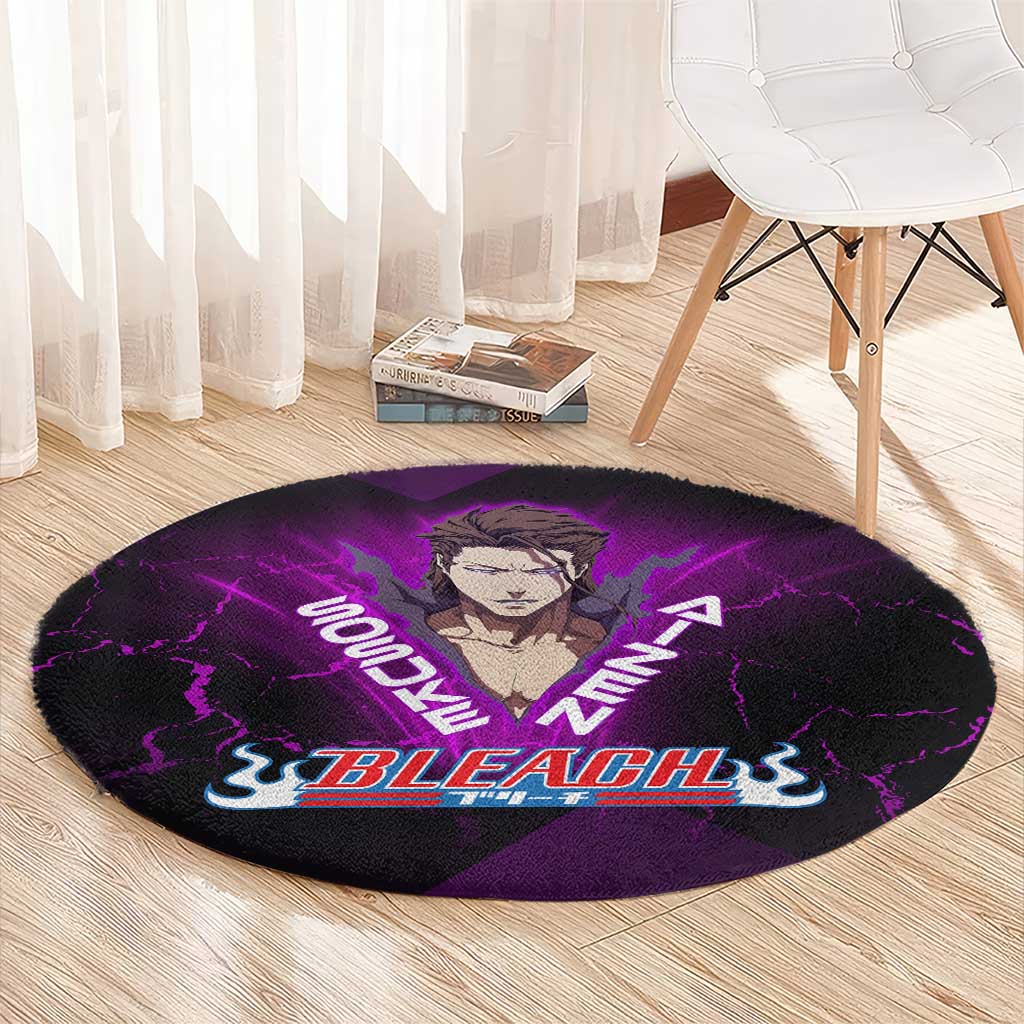 Sosuke Aizen Round Carpet Neon Purple Anime Energy Aura Illustration