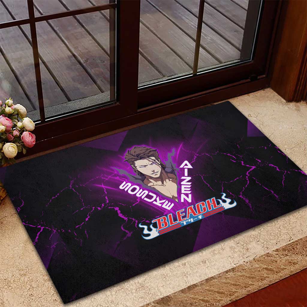 Sosuke Aizen Rubber Doormat Neon Purple Anime Energy Aura Illustration