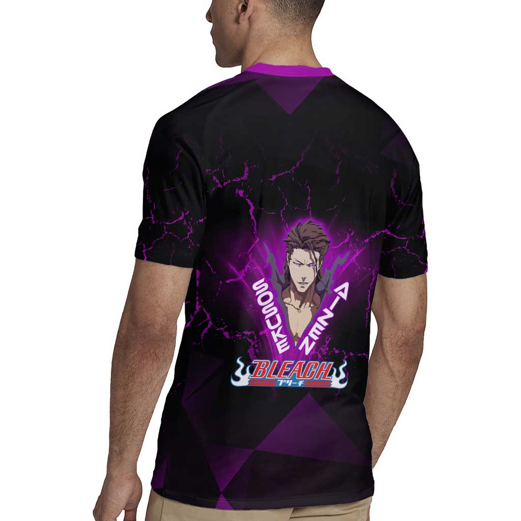 Sosuke Aizen Rugby Jersey Neon Purple Anime Energy Aura Illustration
