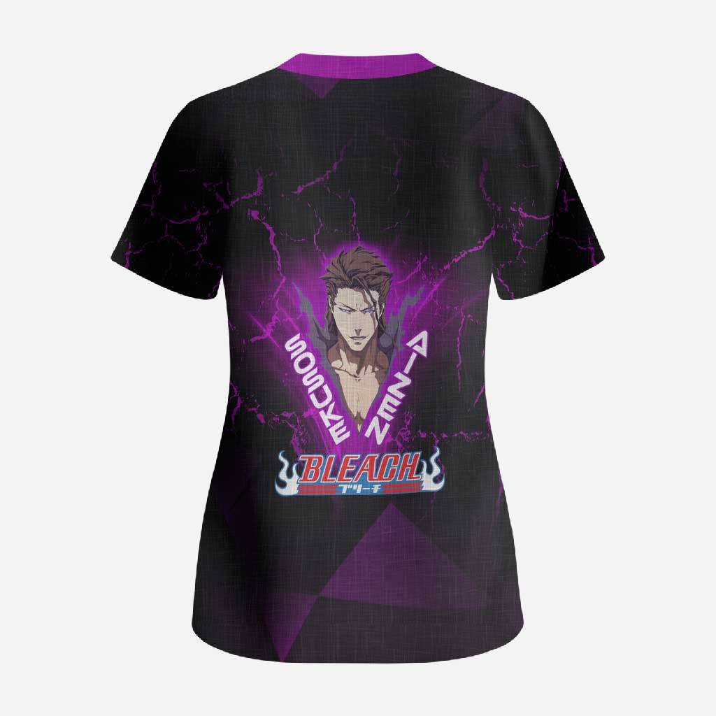 Sosuke Aizen Scrub Top Neon Purple Anime Energy Aura Illustration