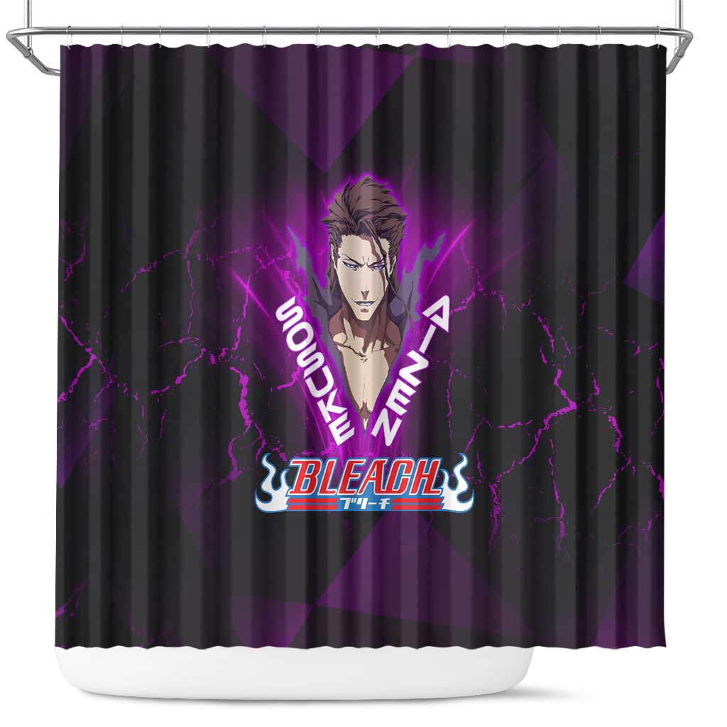 Sosuke Aizen Shower Curtain Neon Purple Anime Energy Aura Illustration