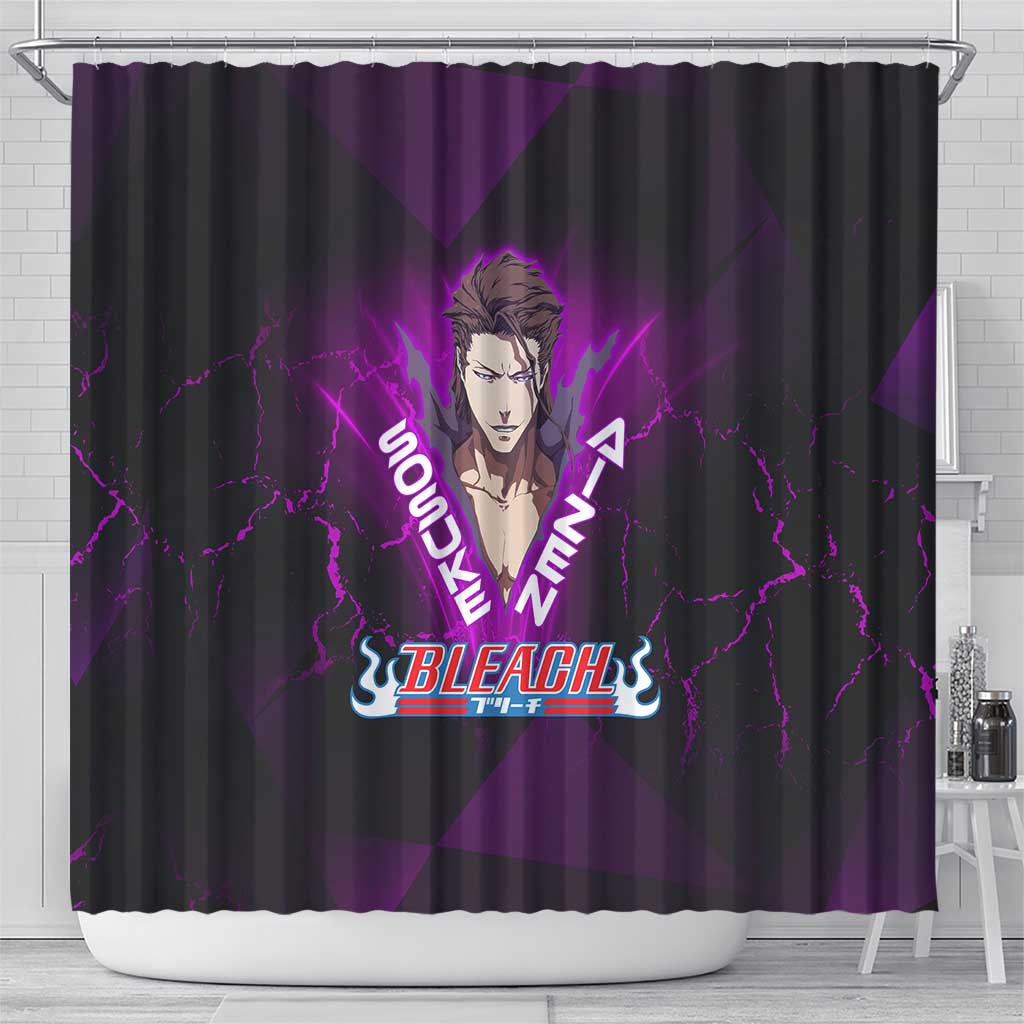 Sosuke Aizen Shower Curtain Neon Purple Anime Energy Aura Illustration