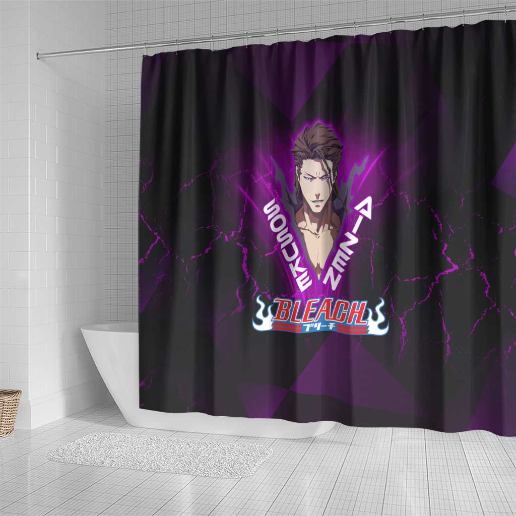 Sosuke Aizen Shower Curtain Neon Purple Anime Energy Aura Illustration