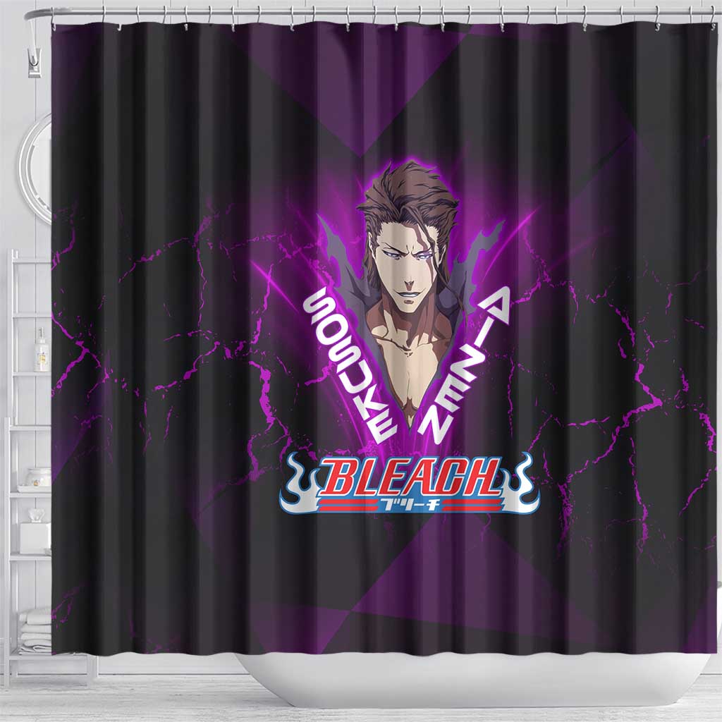 Sosuke Aizen Shower Curtain Neon Purple Anime Energy Aura Illustration