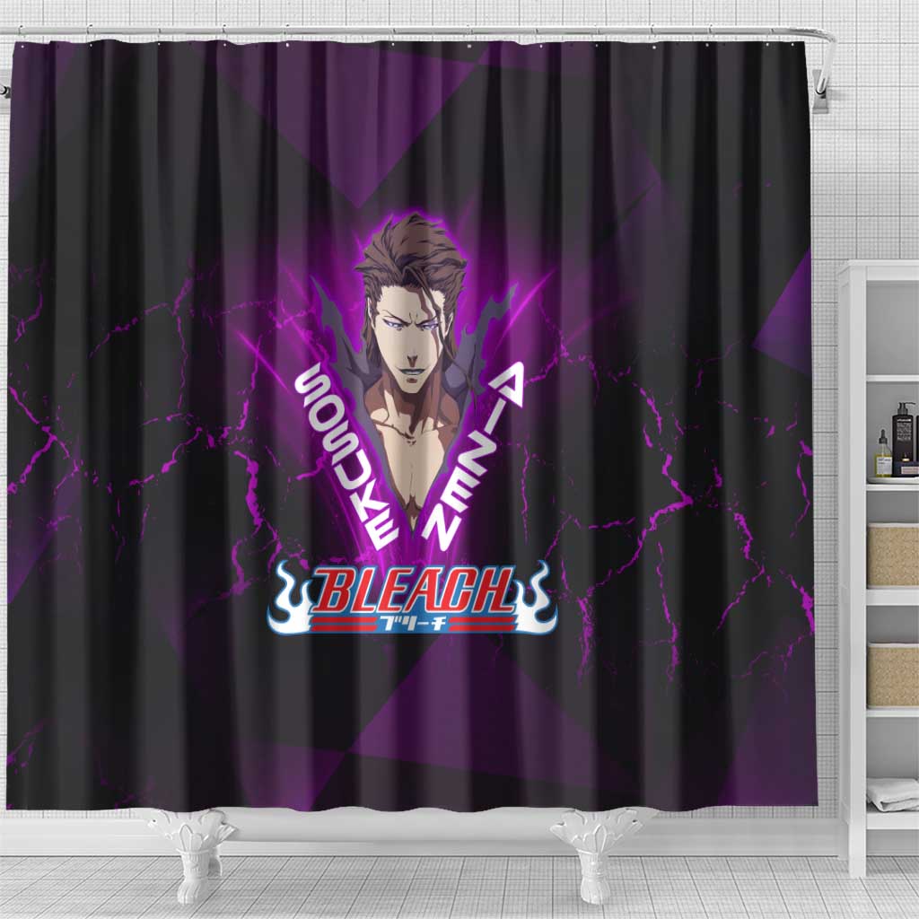 Sosuke Aizen Shower Curtain Neon Purple Anime Energy Aura Illustration