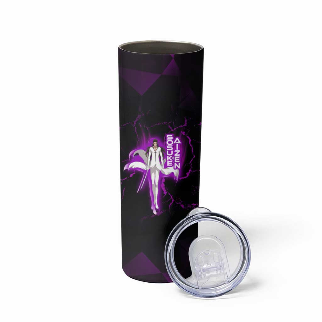 Sosuke Aizen Skinny Tumbler Neon Purple Anime Energy Aura Illustration