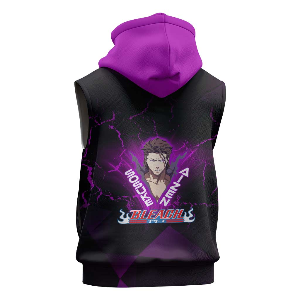 Sosuke Aizen Sleeveless Hoodie Neon Purple Anime Energy Aura Illustration