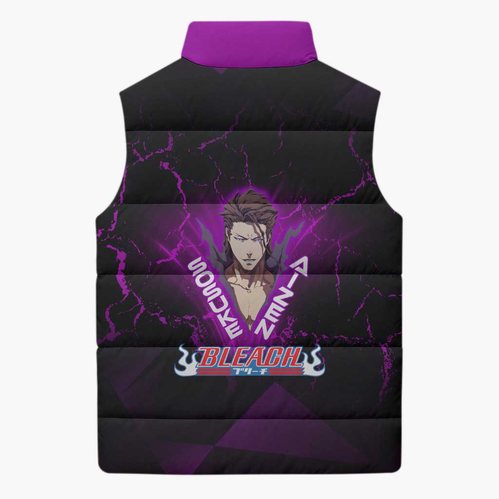 Sosuke Aizen Sleeveless Puffer Jacket Neon Purple Anime Energy Aura Illustration