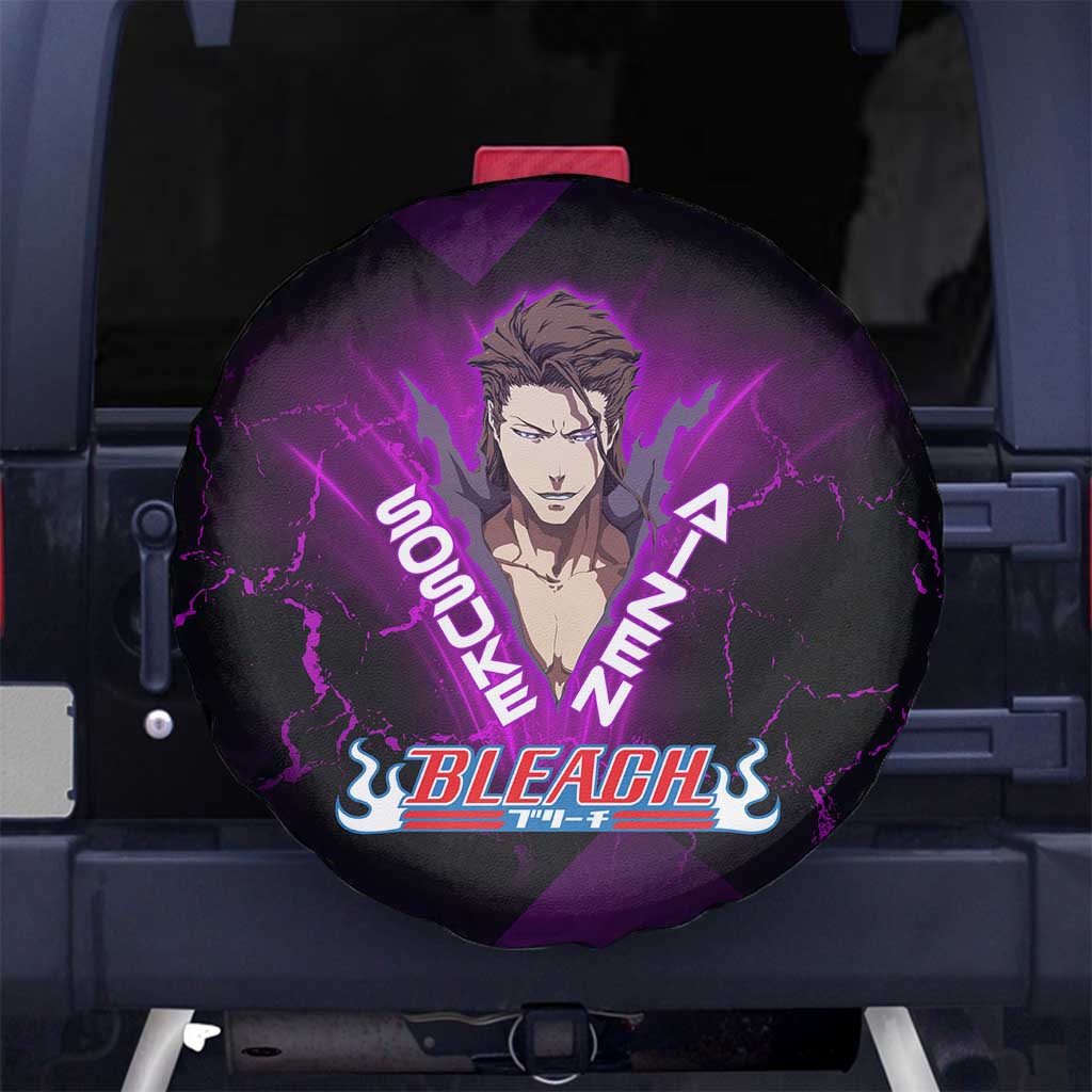 Sosuke Aizen Spare Tire Cover Neon Purple Anime Energy Aura Illustration