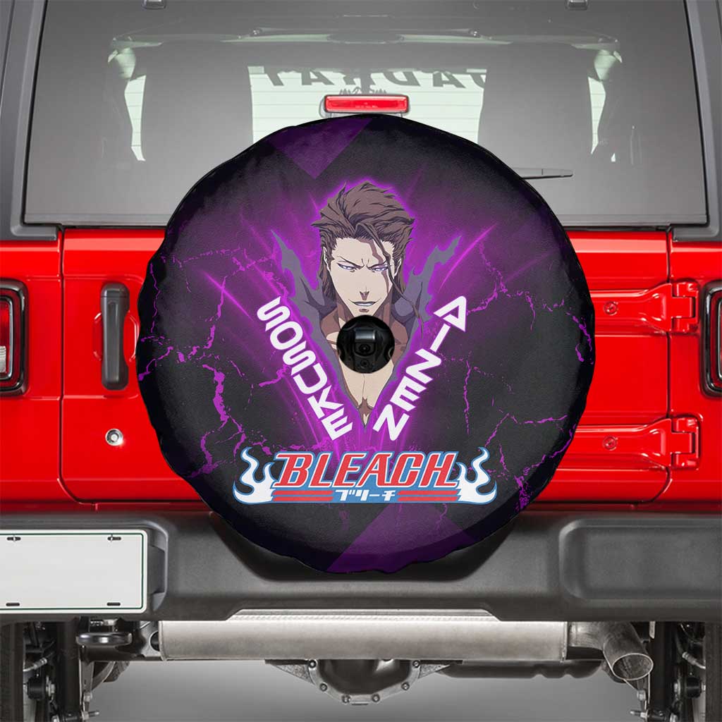 Sosuke Aizen Spare Tire Cover Neon Purple Anime Energy Aura Illustration