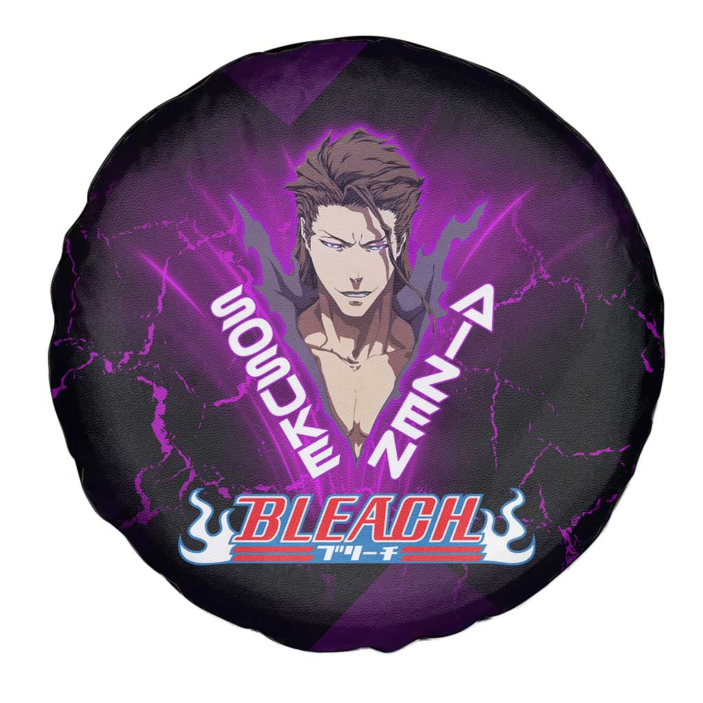 Sosuke Aizen Spare Tire Cover Neon Purple Anime Energy Aura Illustration