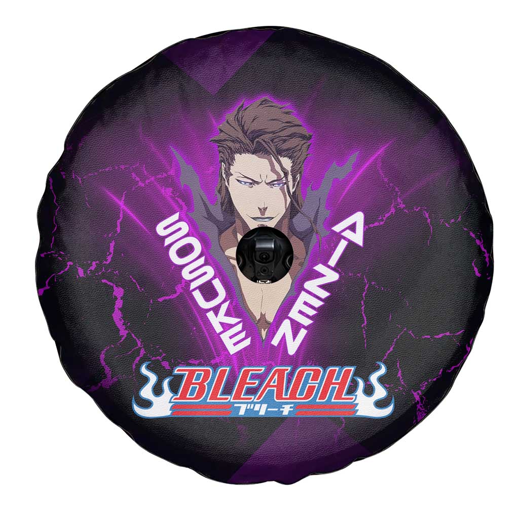 Sosuke Aizen Spare Tire Cover Neon Purple Anime Energy Aura Illustration