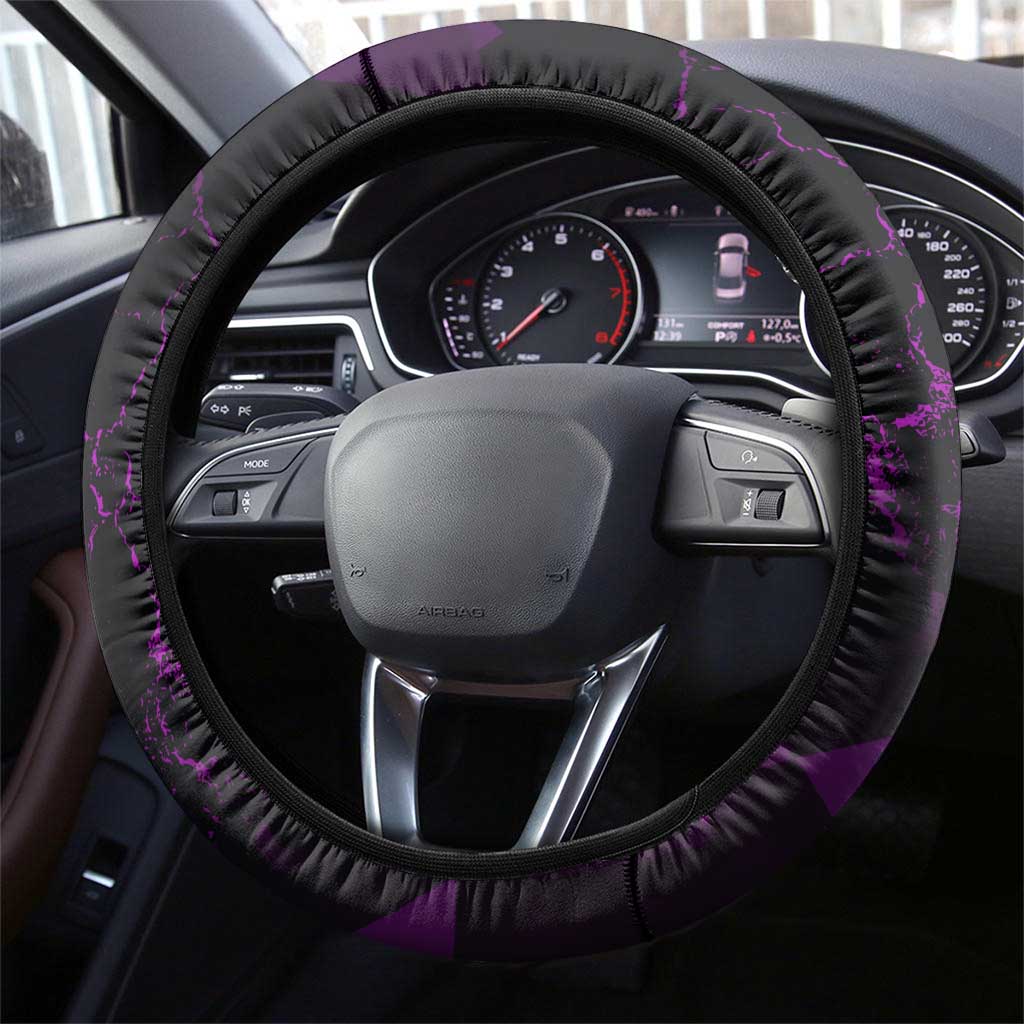 Sosuke Aizen Steering Wheel Cover Neon Purple Anime Energy Aura Illustration