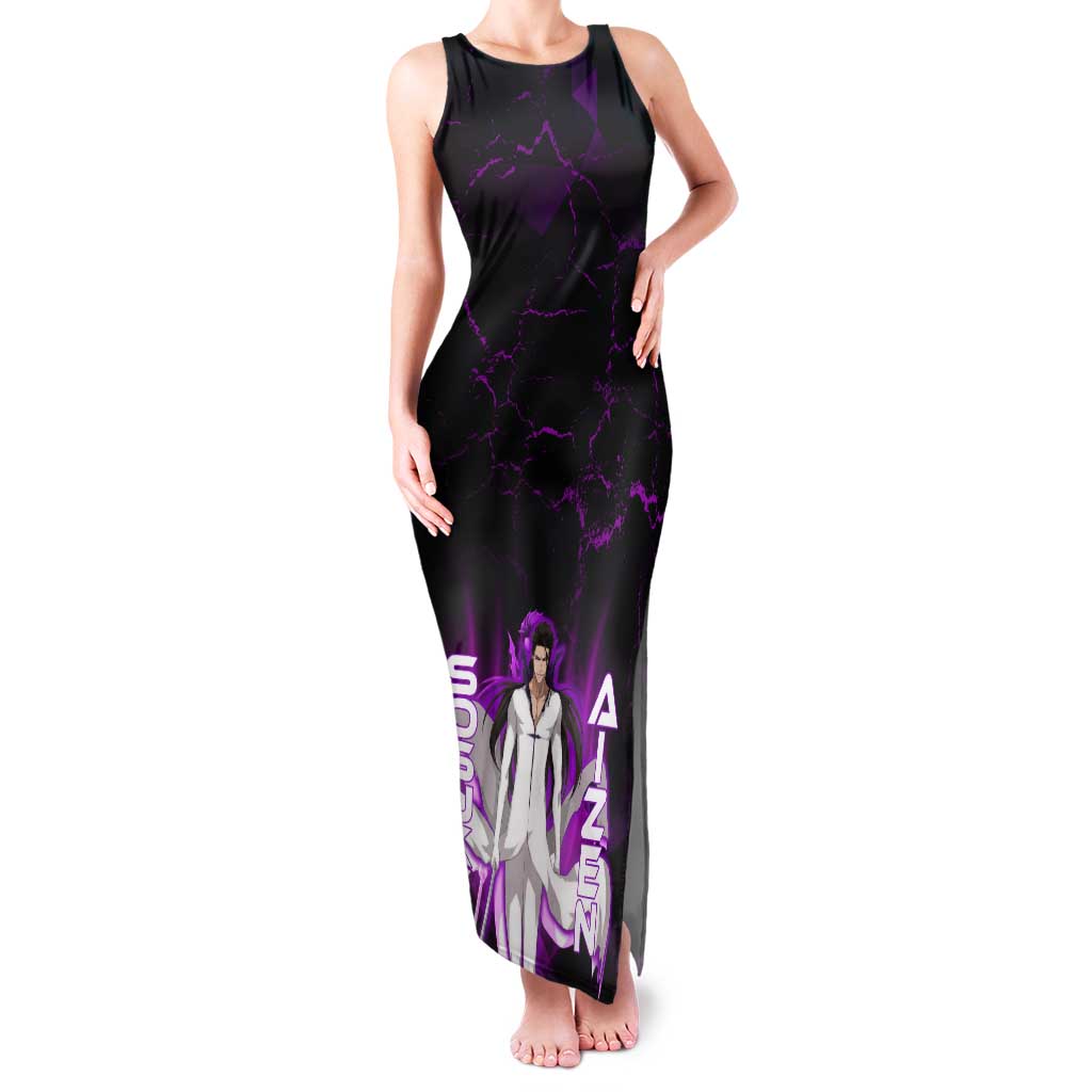 Sosuke Aizen Tank Maxi Dress Neon Purple Anime Energy Aura Illustration