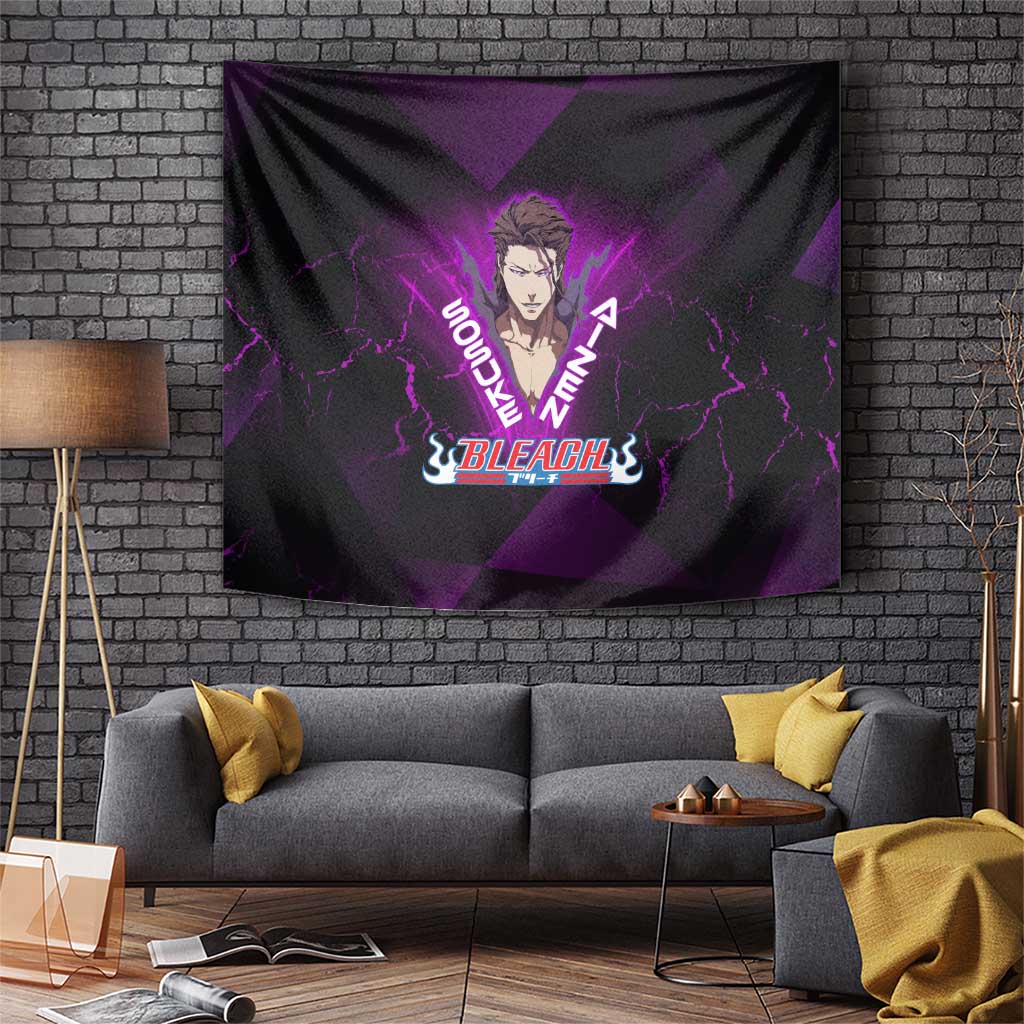 Sosuke Aizen Tapestry Neon Purple Anime Energy Aura Illustration