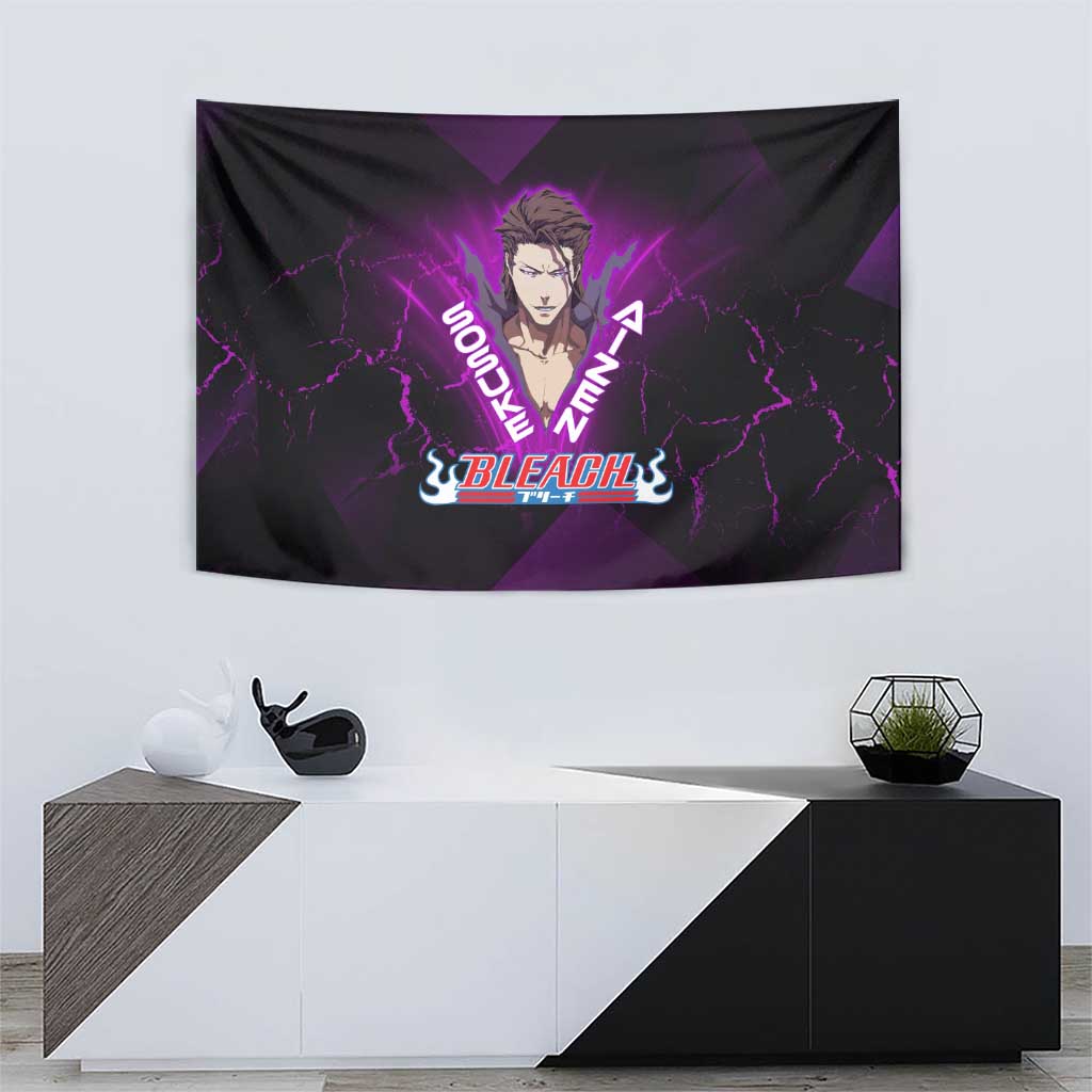 Sosuke Aizen Tapestry Neon Purple Anime Energy Aura Illustration