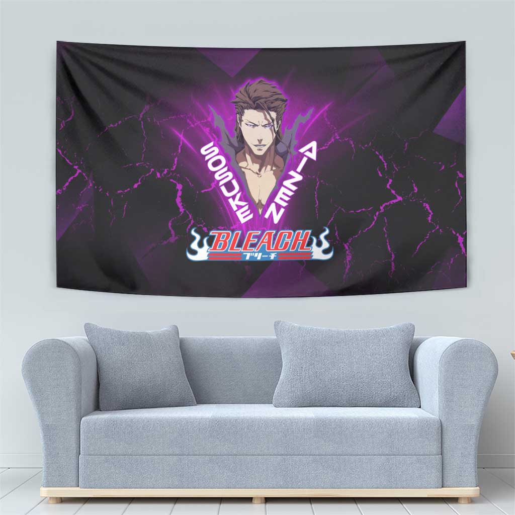 Sosuke Aizen Tapestry Neon Purple Anime Energy Aura Illustration