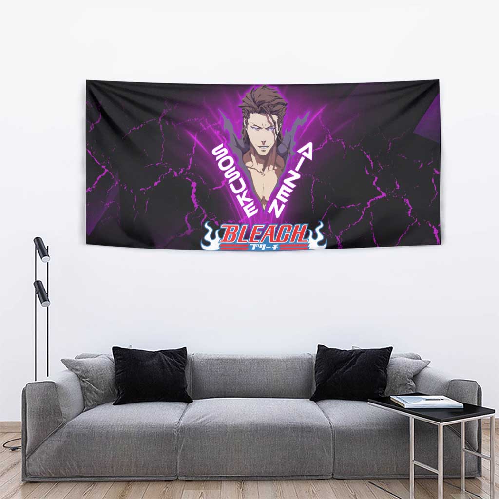 Sosuke Aizen Tapestry Neon Purple Anime Energy Aura Illustration