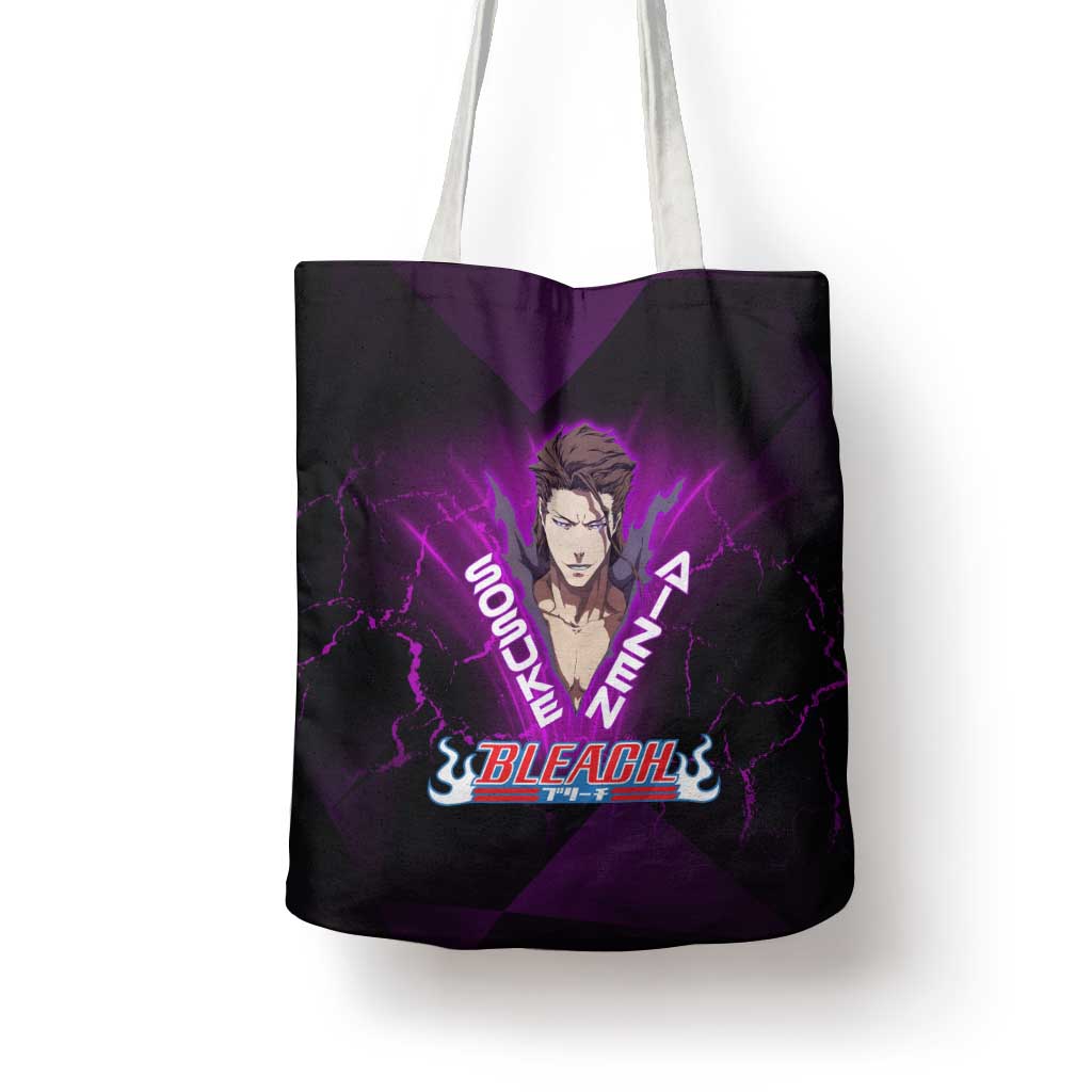 Sosuke Aizen Tote Bag Neon Purple Anime Energy Aura Illustration