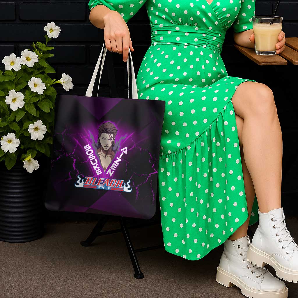Sosuke Aizen Tote Bag Neon Purple Anime Energy Aura Illustration