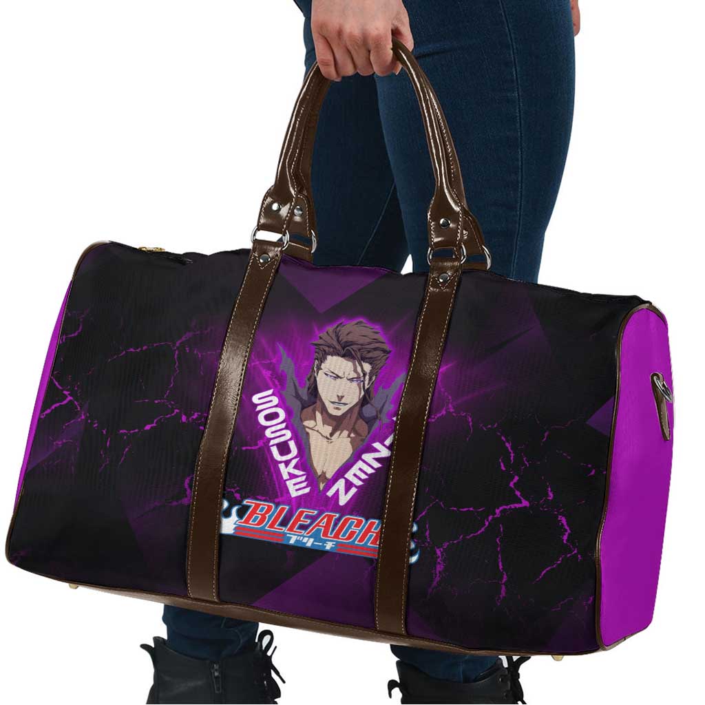 Sosuke Aizen Travel Bag Neon Purple Anime Energy Aura Illustration