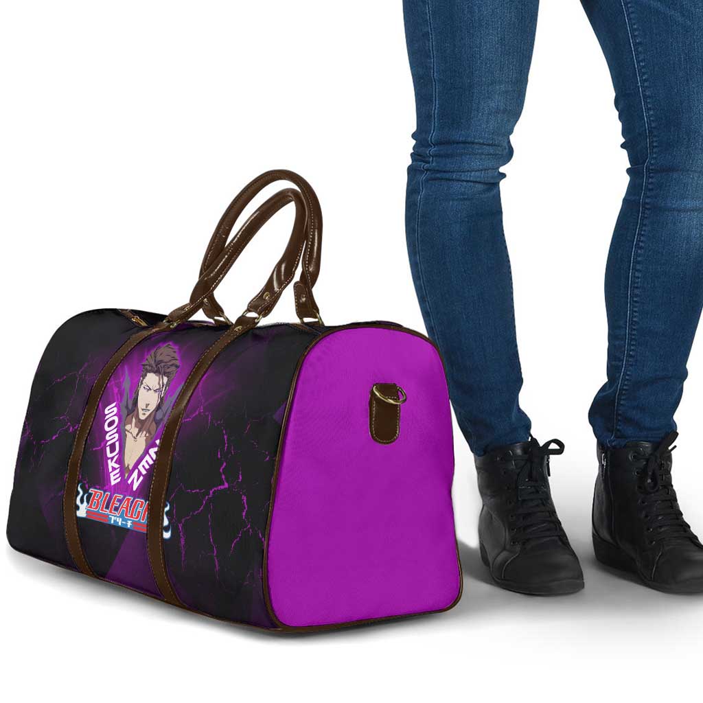 Sosuke Aizen Travel Bag Neon Purple Anime Energy Aura Illustration