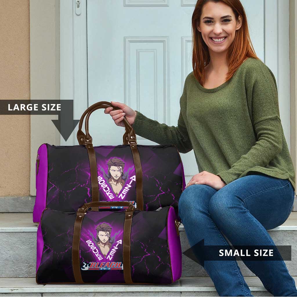 Sosuke Aizen Travel Bag Neon Purple Anime Energy Aura Illustration